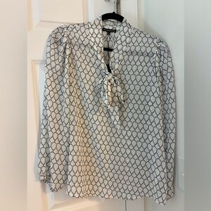 NEW! Adrianna Papell Black and White Geometric Blouse